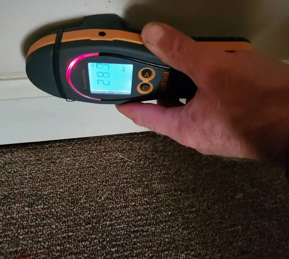 Moisture detection at baseboard during Sewage Cleanup & Sanitation in Brecknock
